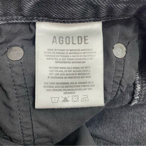 Agolde Criss Cross Straight Jeans in Shambles Black Wash Raw Hem Women’s Size 24 - Picture 12 of 16